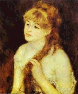 Young Woman Braiding Her Hair — Pierre-auguste Renoir