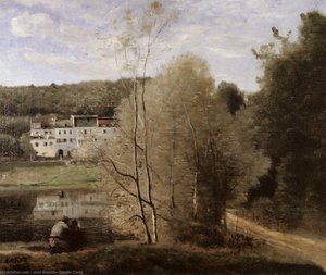 The Pond And The Cabassud Houses At Ville-d'avray — Jean-baptiste-camille Corot