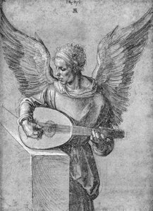 Winged Man, In Idealistic Clothing, Playing A Lute — Albrecht Dürer