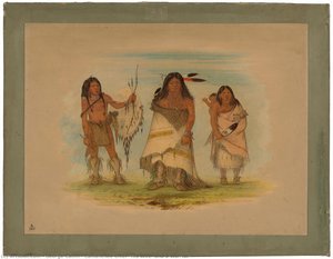 Camanchee Chief, His Wife, And A Warrior — George Catlin