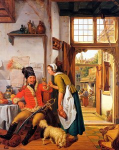 Interior With Soldier And Maid — Abraham Van Strij