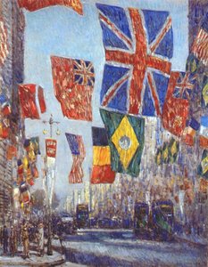 Avenue Of The Allies (flags Of Uk And Dominions, Brazil And Belgium Behind) - — Frederick Childe Hassam