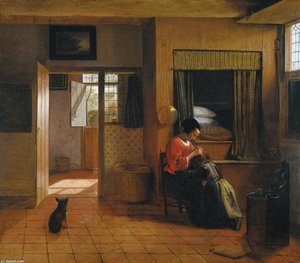 Interior With A Mother Delousing Her Child — Pieter De Hooch