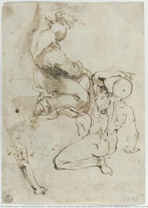 Three Studies Of A Male Figure Both Nude And Clothed (for “stigmatization Of Saint Francis”, Urbino, Galleria Nazionale Delle Marche) — Federico Fiori Barocci, Baroque