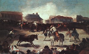 Village Bullfight - Oil On Wood - — Francisco José De Goya Y Lucientes, Romanticism