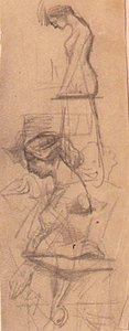 Female Figure From Side Looking Downward — John La Farge