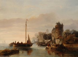 Activity On The River — Salomon Leonardus Verveer