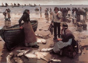 A Fish Sale On A Cornish Beach — Elizabeth Adela Stanhope Forbes