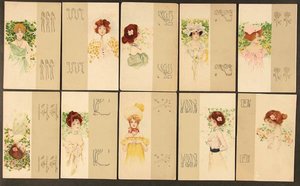 Girls With Beige Border — Raphael Kirchner, Art Nouveau