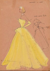 Drawing, Long Yellow Strapless Dress — Alceu De Paula Penna