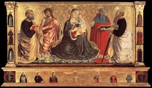 Madonna And Child With Sts John The Baptist, Peter, Jerome, And Paul — Benozzo Gozzoli