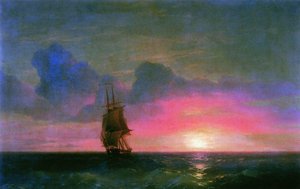 Sunset. A Lone Sailboat — Ivan Konstantinovich Aivazovsky