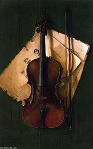 Still Life with Violin, Bow and Sheet Music