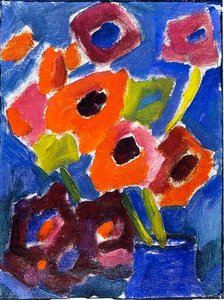 Flowers In A Blue Vase — Alexej Von Jawlensky, Expressionism