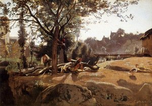 Peasants Under The Trees At Dawn — Jean-baptiste-camille Corot, Realism