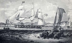 Armed Merchantman Entering Liverpool Harbor, (painting) — Robert W. Salmon