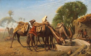 Camels At A Watering Trough — Jean-léon Gérôme, Academic Romanticism