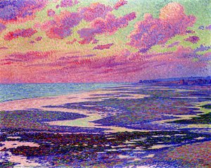 The Beach At Ambleteuse At Low Tide — Theo Van Rysselberghe, Post-impressionism