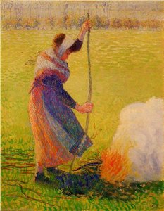 Woman Burning Wood. — Camille Pissarro