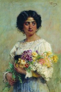 Girl With A Bouquet — Konstantin Yegorovich Makovsky