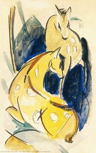 Two Yellow Animals (also Known As Two Yellow Deer) — Franz Marc, Early Expressionism