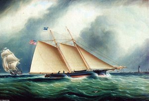 Yacht 'dauntless' In A Full Breeze — James Edward Buttersworth