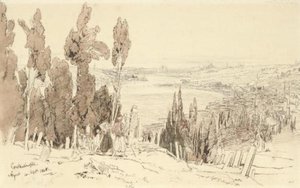 View Of The Turkish Cemetery, Ayoub, Constantinople — Edward Lear