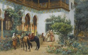 A North African Courtyard — Frederick Arthur Bridgman