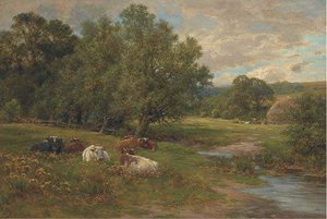 Cattle Resting By A Brook