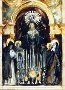 Virgin And Saints, Spain (also Known As Spanish Madonna And Saints: Cancles Middle Foreground) — John Singer Sargent, Impressionistic Watercolor
