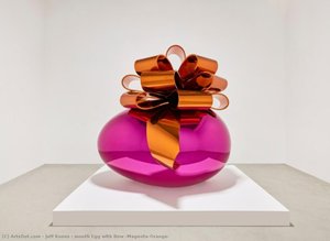 Mooth Egg With Bow (magenta/orange) — Jeff Koons