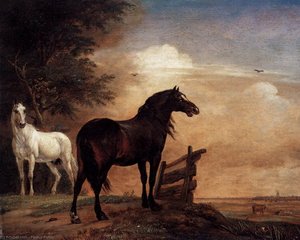Horses In A Field — Paulus Potter, Dutch Romantic Landscape