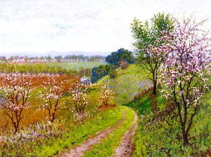 Road With Blossoming Trees — Theodore Wores, Impressionism