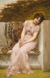 Portrait Of A Young Woman Sitting On A Marble Seat — William Oliver