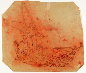 Tracing Of Figure Study For The Voyage Of Life Childhood — Thomas Cole