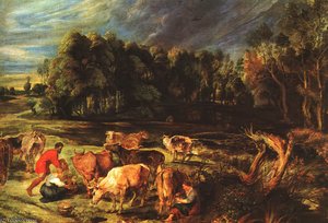 Landscape With Cows Ca Alte Pinakothek München — Peter Paul Rubens