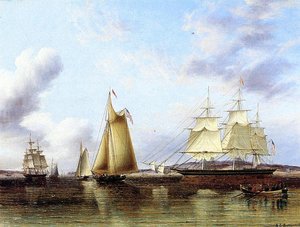 The 'n.b.palmer' At Anchor Off Staten Island — James Edward Buttersworth
