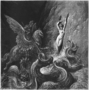Ruggiero Rescuing Angelica — Paul Gustave Doré, Romanticism