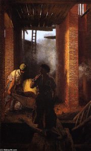 Two Builders At Work — Adolph Von Menzel
