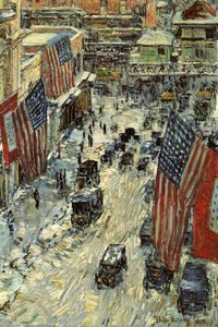 Flags On Fifty-seventh Street — Frederick Childe Hassam, American Impressionism