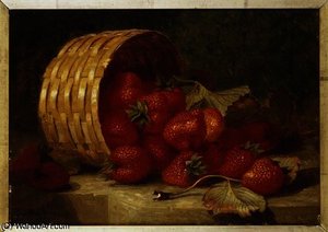 Strawberries In A Wicker Basket On A Ledge — Eloise Harriet Stannard