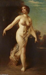 A Female Nude Striding In A Landscape — William Etty