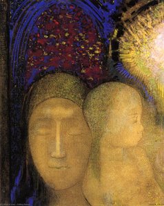 Woman And Child Against A Stained Glass Background — Odilon Redon, Symbolism