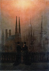 The Sisters On The Balcony — Caspar David Friedrich, Romantic Landscape Painting