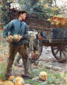 Boys Loading Mangolds Onto A Cart — Harold Harvey