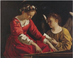 Saint Cecilia Playing The Spinnet — Orazio Gentileschi