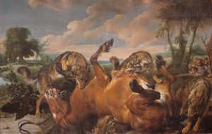 Wolves Attacking a Horse