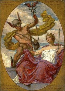 Study For Mural At U.s. Custom House, Cleveland, Oh, Passing Commerce Pays Tribute To The Port Of Cleveland — Kenyon Cox