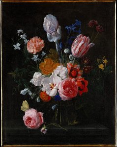 A Bouquet Of Flowers In A Crystal Vase — Nicolaes Van Veerendael