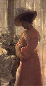 Lady In A Pink Interior — Jean Ferdinand Monchablon